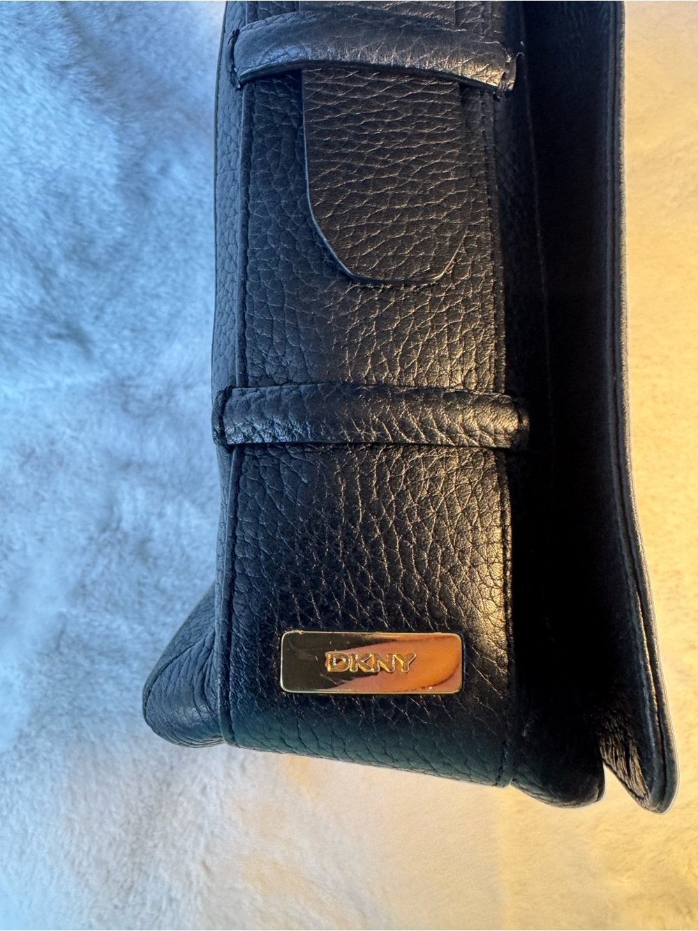 DKNY Black Pebbled Leather Shoulder Bag with Wide Shoulder Strap - Picture 9 of 11